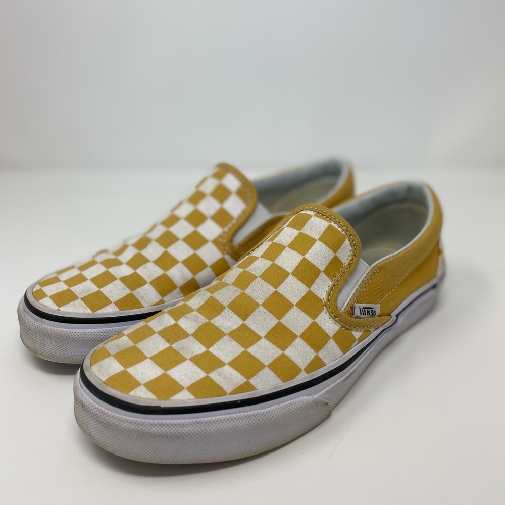 Yellow Checkerboard Classic Slip-On Vans